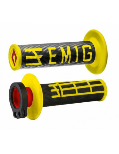 Revêtements ODI Emig V2 Lock-On Semi-gauffrée noir/rouge