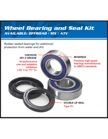 Kit roulements de roue arrière ALL BALLS Honda CRF150R/HM CRE-F150 Kit roulements de roue arrière ALL BALLS Honda CRF150R/HM CRE-F150