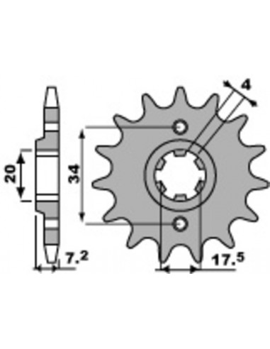 Pignon PBR acier standard 266 - 520