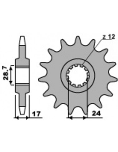 Pignon PBR acier standard 295 - 530