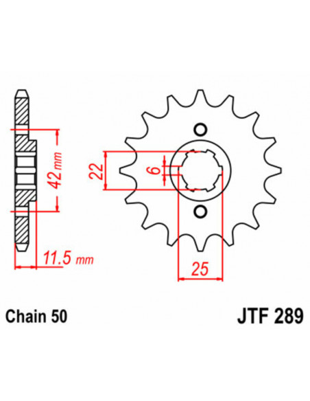 Pignon JT SPROCKETS acier standard 289 - 530 Pignon JT SPROCKETS acier standard 289 - 530