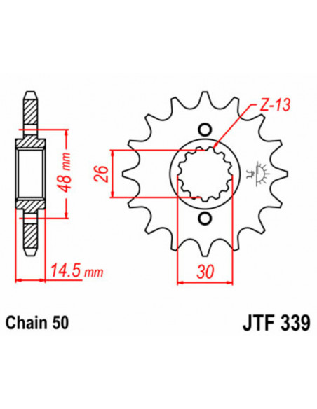 Pignon JT SPROCKETS acier standard 339 - 530 Pignon JT SPROCKETS acier standard 339 - 530