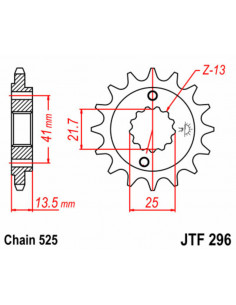 Pignon JT SPROCKETS acier standard 296 - 525 2