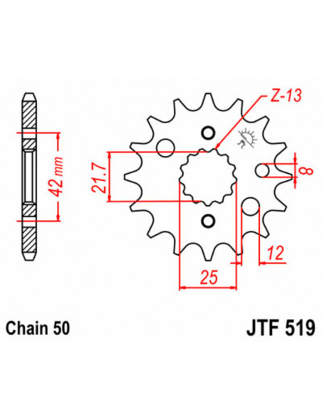 Pignon JT SPROCKETS acier standard 519 - 525