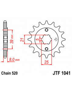 Pignon JT SPROCKETS acier standard 1041 - 520 2