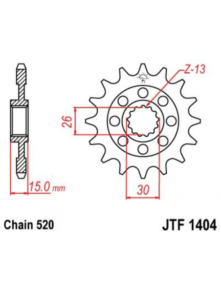 Pignon JT SPROCKETS acier standard 1404 - 520