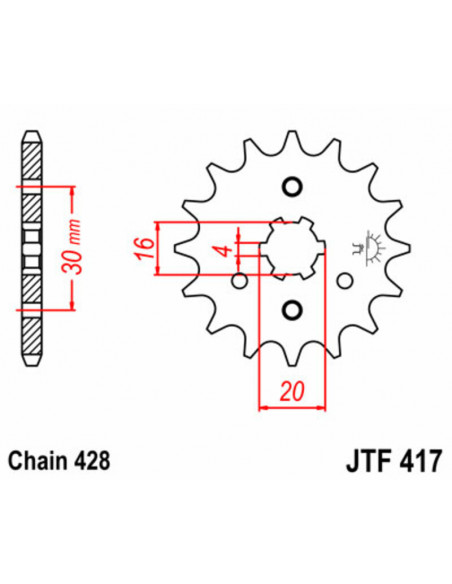 Pignon JT SPROCKETS acier standard 417 - 428 Pignon JT SPROCKETS acier standard 417 - 428