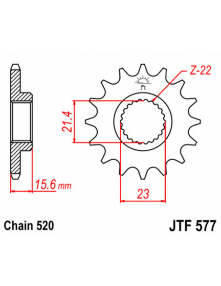 Pignon JT SPROCKETS acier standard 577 - 520 Pignon JT SPROCKETS acier standard 577 - 520