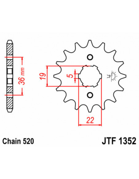 Pignon JT SPROCKETS acier standard 1352 - 520 Pignon JT SPROCKETS acier standard 1352 - 520