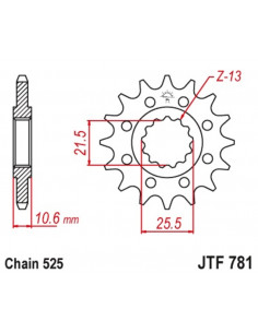 Pignon JT SPROCKETS acier standard 781 - 525 2