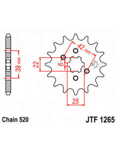 Pignon JT SPROCKETS acier standard 1265 - 520 2