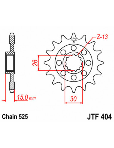 Pignon JT SPROCKETS acier standard 404 - 525 Pignon JT SPROCKETS acier standard 404 - 525