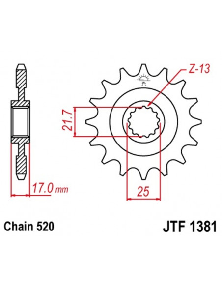 Pignon JT SPROCKETS acier standard 1381 - 520
