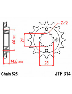 Pignon JT SPROCKETS acier standard 314 - 525 2