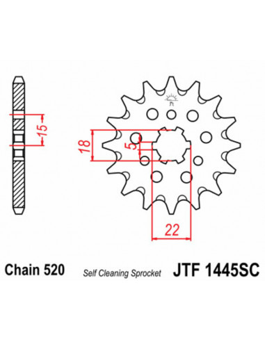 Pignon JT SPROCKETS acier anti-boue 1445 - 520 Pignon JT SPROCKETS acier anti-boue 1445 - 520