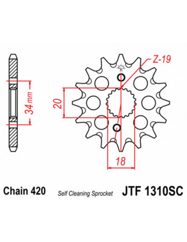 Pignon JT SPROCKETS acier anti-boue 1310 - 420 Pignon JT SPROCKETS acier anti-boue 1310 - 420