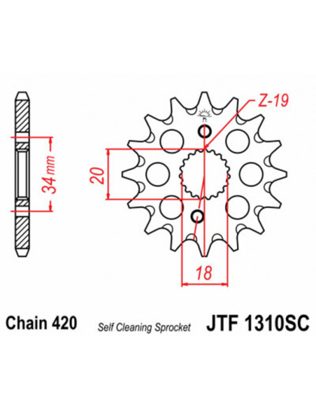 Pignon JT SPROCKETS acier anti-boue 1310 - 420 Pignon JT SPROCKETS acier anti-boue 1310 - 420