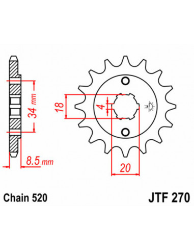 Pignon JT SPROCKETS acier standard 270 - 520