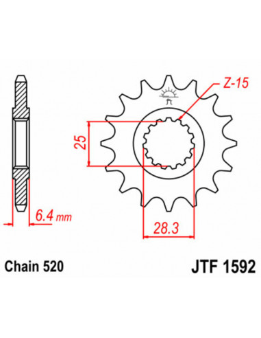 Pignon JT SPROCKETS acier standard 1592 - 520 Pignon JT SPROCKETS acier standard 1592 - 520