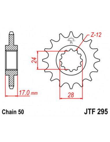 Pignon JT SPROCKETS acier standard 295 - 525 Pignon JT SPROCKETS acier standard 295 - 525