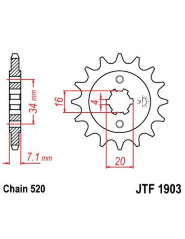 Pignon JT SPROCKETS acier standard 1903 - 520