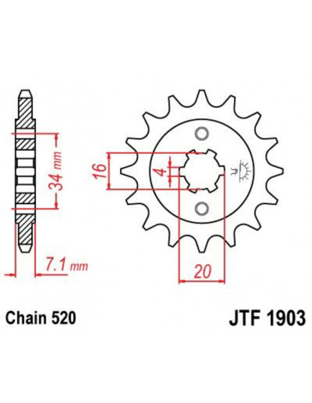 Pignon JT SPROCKETS acier standard 1903 - 520