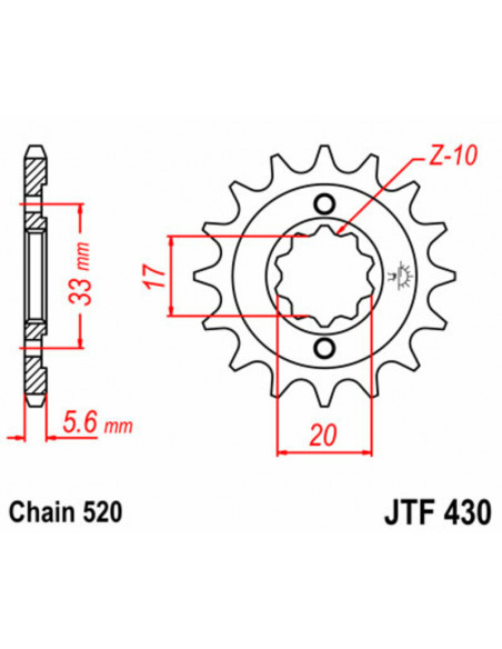 Pignon JT SPROCKETS acier standard 430 - 520