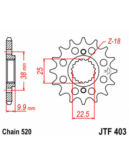 Pignon JT SPROCKETS acier standard 403 - 520