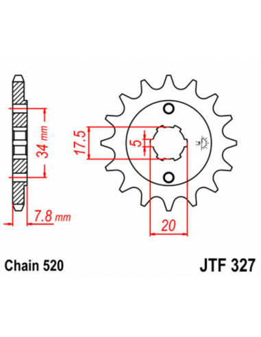 Pignon JT SPROCKETS acier standard 327 - 520 Pignon JT SPROCKETS acier standard 327 - 520