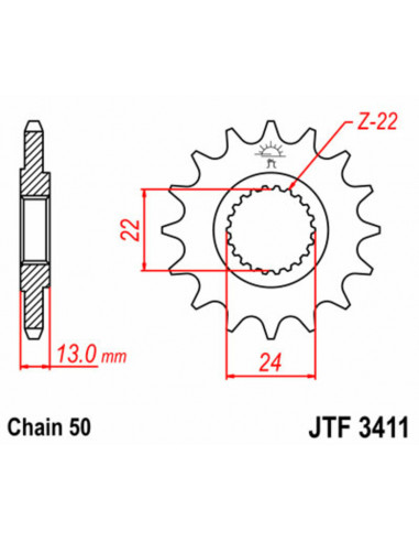 Pignon JT SPROCKETS acier standard 3411 - 520