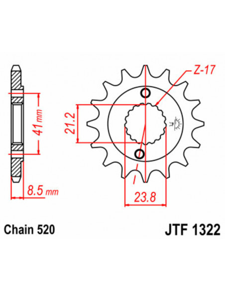 Pignon JT SPROCKETS acier standard 1322 - 520