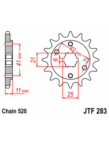 Pignon JT SPROCKETS acier standard 283 - 520