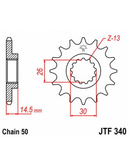 Pignon JT SPROCKETS acier standard 340 - 530 Pignon JT SPROCKETS acier standard 340 - 530