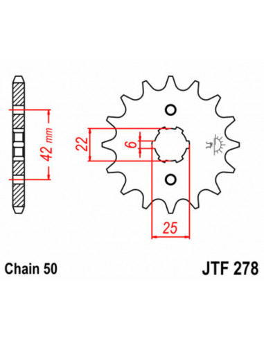Pignon JT SPROCKETS acier standard 278 - 530 Pignon JT SPROCKETS acier standard 278 - 530
