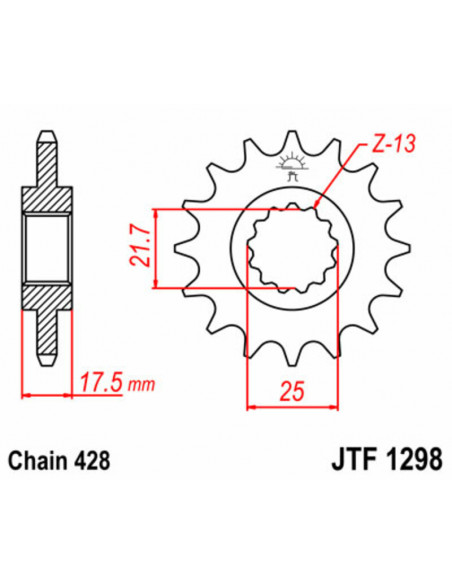 Pignon JT SPROCKETS acier standard 1298 - 520 Pignon JT SPROCKETS acier standard 1298 - 520