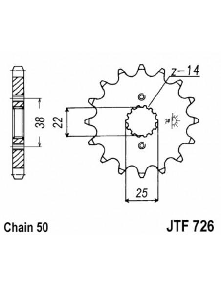 Pignon JT SPROCKETS acier standard 726 - 520 Pignon JT SPROCKETS acier standard 726 - 520