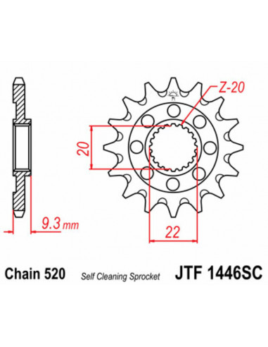 Pignon JT SPROCKETS acier anti-boue 1446 - 520