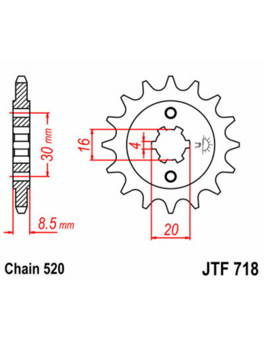 Pignon JT SPROCKETS acier standard 718 - 520