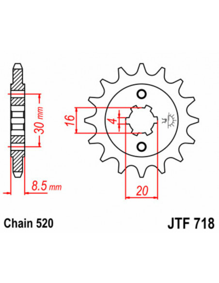 Pignon JT SPROCKETS acier standard 718 - 520