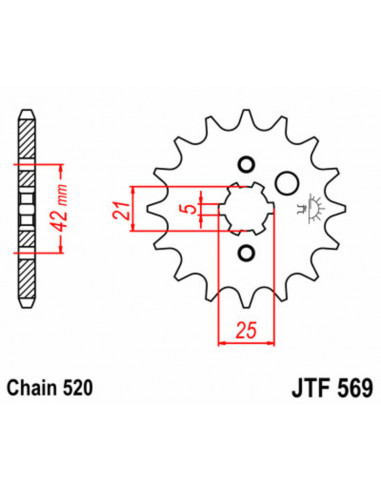 Pignon JT SPROCKETS acier standard 569 - 520 Pignon JT SPROCKETS acier standard 569 - 520