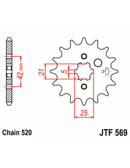 Pignon JT SPROCKETS acier standard 569 - 520 Pignon JT SPROCKETS acier standard 569 - 520