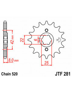 Pignon JT SPROCKETS acier standard 281 - 520 2