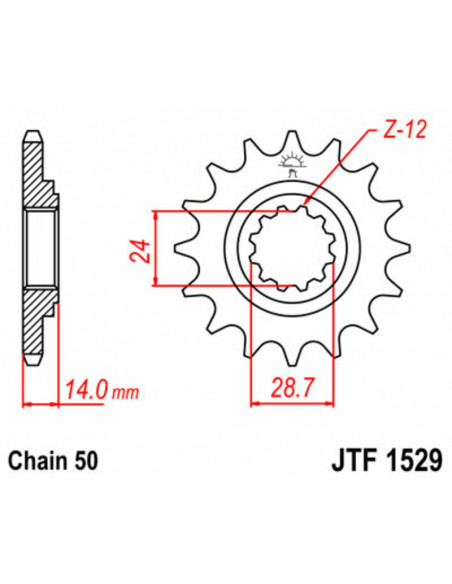 Pignon JT SPROCKETS acier standard 1529 - 525 Pignon JT SPROCKETS acier standard 1529 - 525
