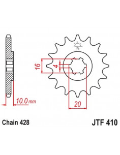 Pignon JT SPROCKETS acier standard 410 - 428 2