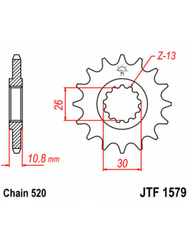 Pignon JT SPROCKETS acier standard 1579 - 520 Pignon JT SPROCKETS acier standard 1579 - 520