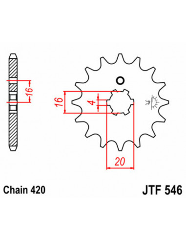 Pignon JT SPROCKETS acier standard 546 - 420 Pignon JT SPROCKETS acier standard 546 - 420