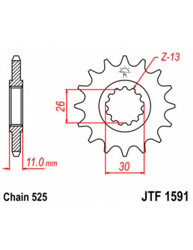 Pignon JT SPROCKETS acier standard 1591 - 525 Pignon JT SPROCKETS acier standard 1591 - 525