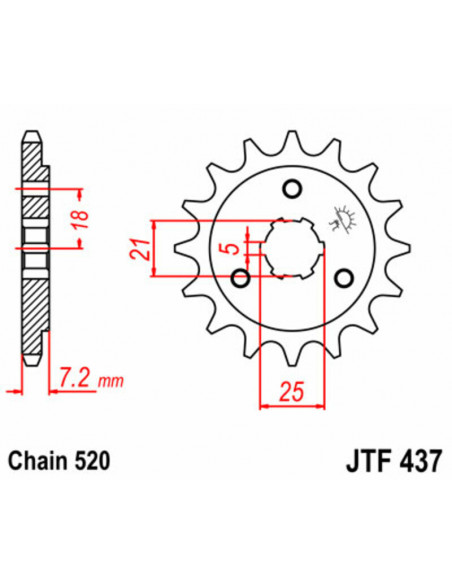 Pignon JT SPROCKETS acier standard 437 - 520
