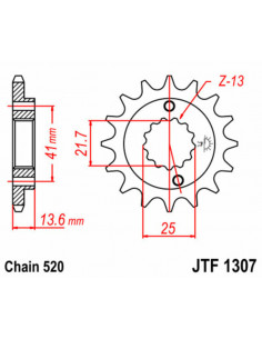 Pignon JT SPROCKETS acier standard 1307 - 520 2