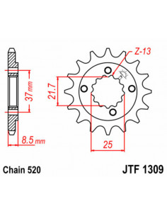 Pignon JT SPROCKETS acier standard 1309 - 520 2
